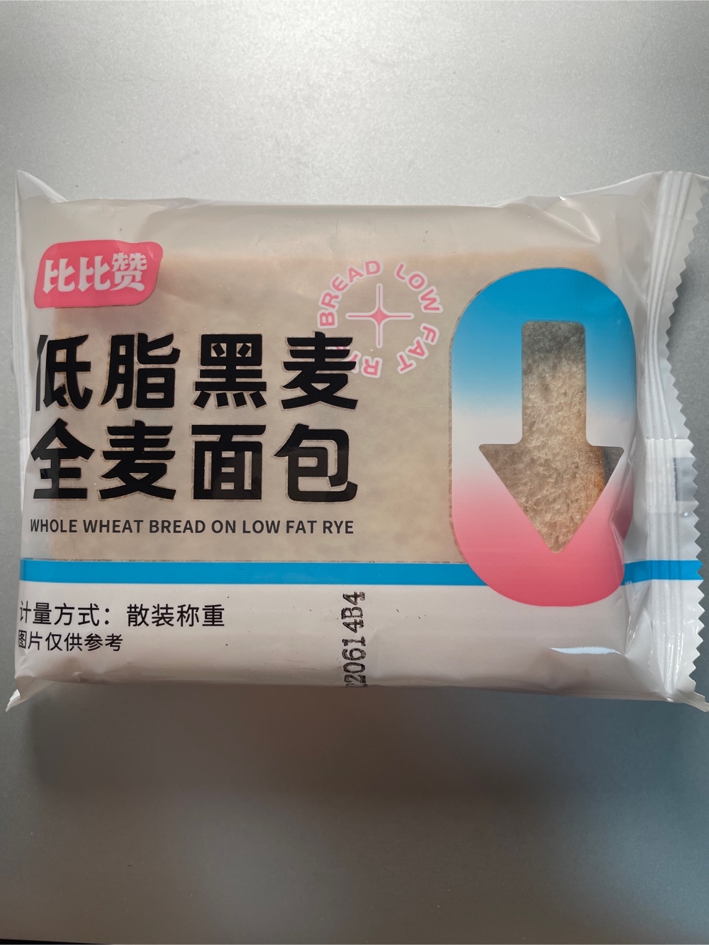 比比赞 低脂黑麦全麦吐司面包1kg