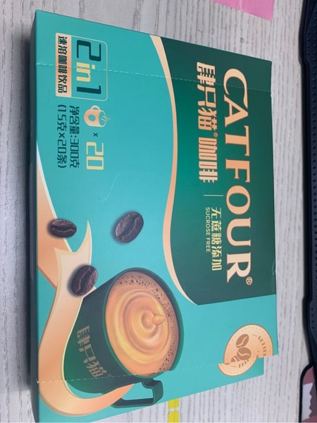 CATFOUR 无蔗糖添加二合一速溶咖啡20杯/盒