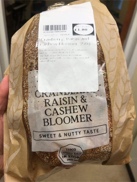 Tesco CranberryRaisinandCashewBloomer