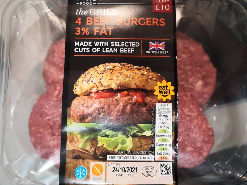 M&S 4<em>beefburgers</em>3%fat