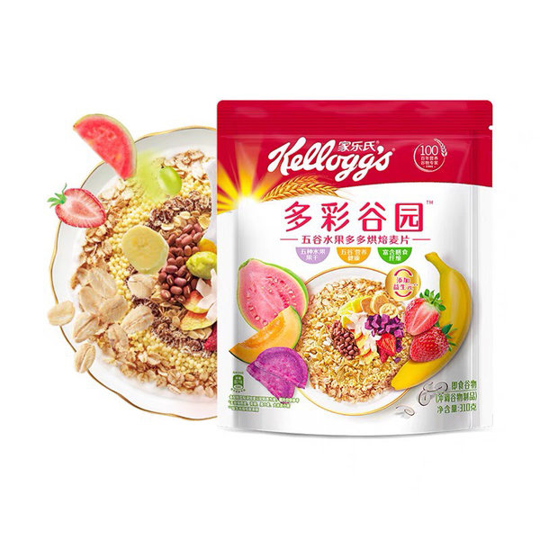 Kelloggs家乐氏 家乐氏多彩谷园五谷<em>大</em><em>颗粒</em><em>水果</em>烘焙<em>麦片</em>310g