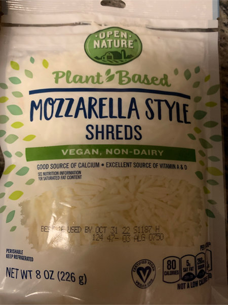 Open Nature Plantbasedmozzarellastyleshreds