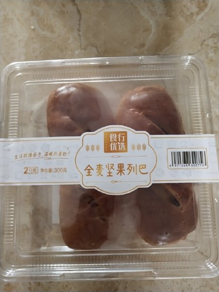 食行优选 全麦坚果列巴面包(2条)300g