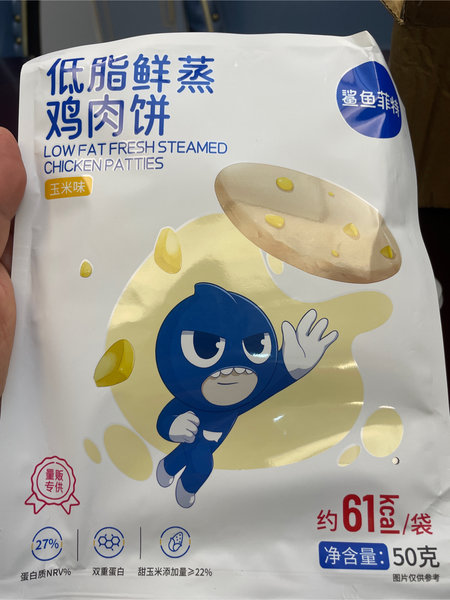 鲨鱼菲特 <em>低脂</em>鲜蒸<em>鸡</em><em>肉饼</em>LOWFATFRESHSTEAMEDCHICKENPATTIES玉米味