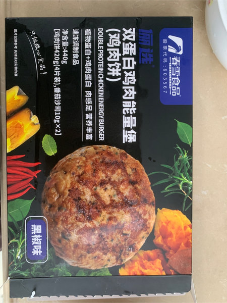 春雪食品 俪选<em>黑椒</em>味双<em>蛋白</em><em>鸡肉</em>能量堡(<em>鸡肉</em>饼)