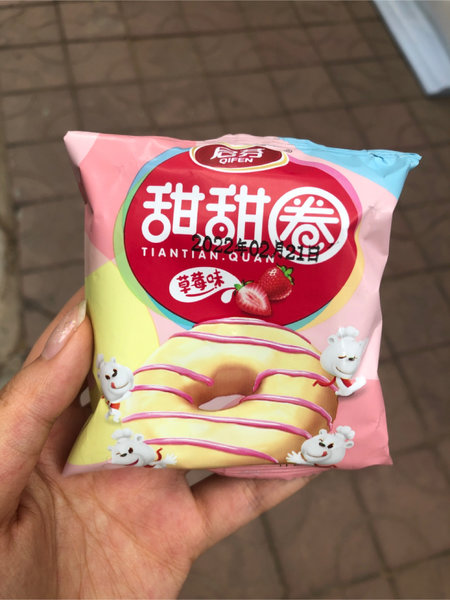 启芬 甜甜圈草莓味烘焙制品，蛋糕1袋