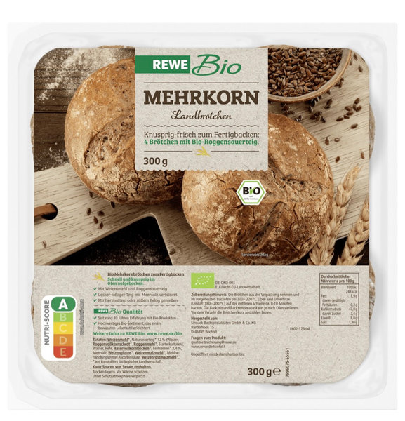 Rewe Bio MehrkornLandbrötchen