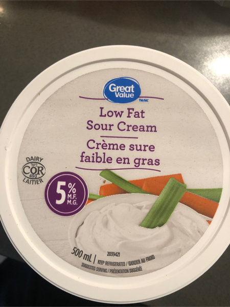 <em>Great</em> value Lowfatsourcream