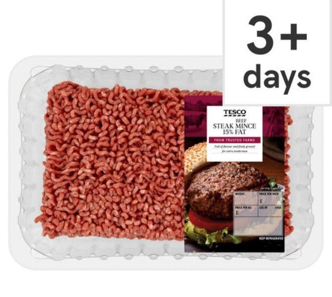 Tesco beefsteakmince15%fat