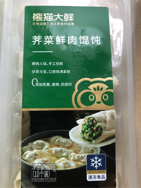 熊猫大鲜 荠菜鲜肉馄饨220g